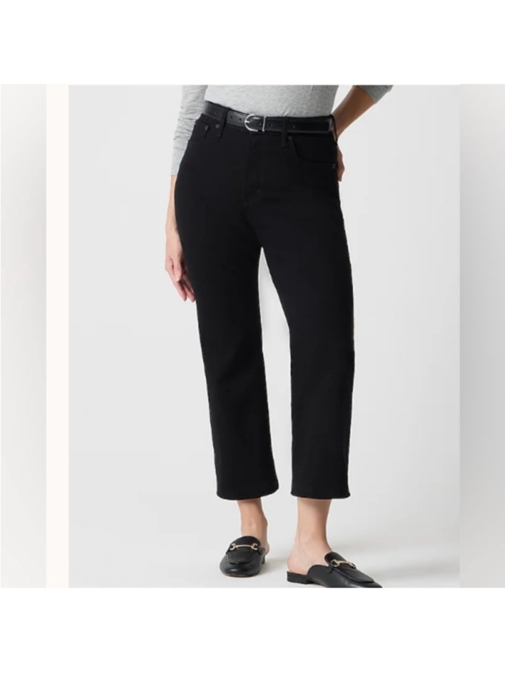 J. CREW CURVY WIDE LEG CROP JEANS BLACK DENIM